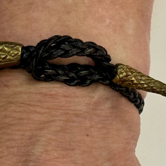 Roberto Cavalli RARE Serpent Snake Braided leather wrap tie bracelet vintage 🐍 - Picture 2 of 8